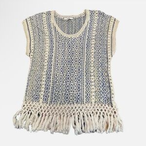 Miss Me Sleeveless Sweater Fringe Boho Hippie Size Medium